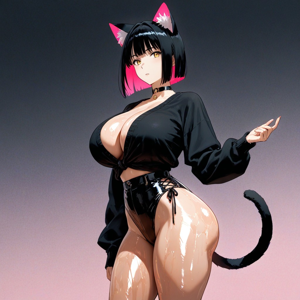 Catgirl, Perfect Thighs, Black Ears Hentai AI Porn