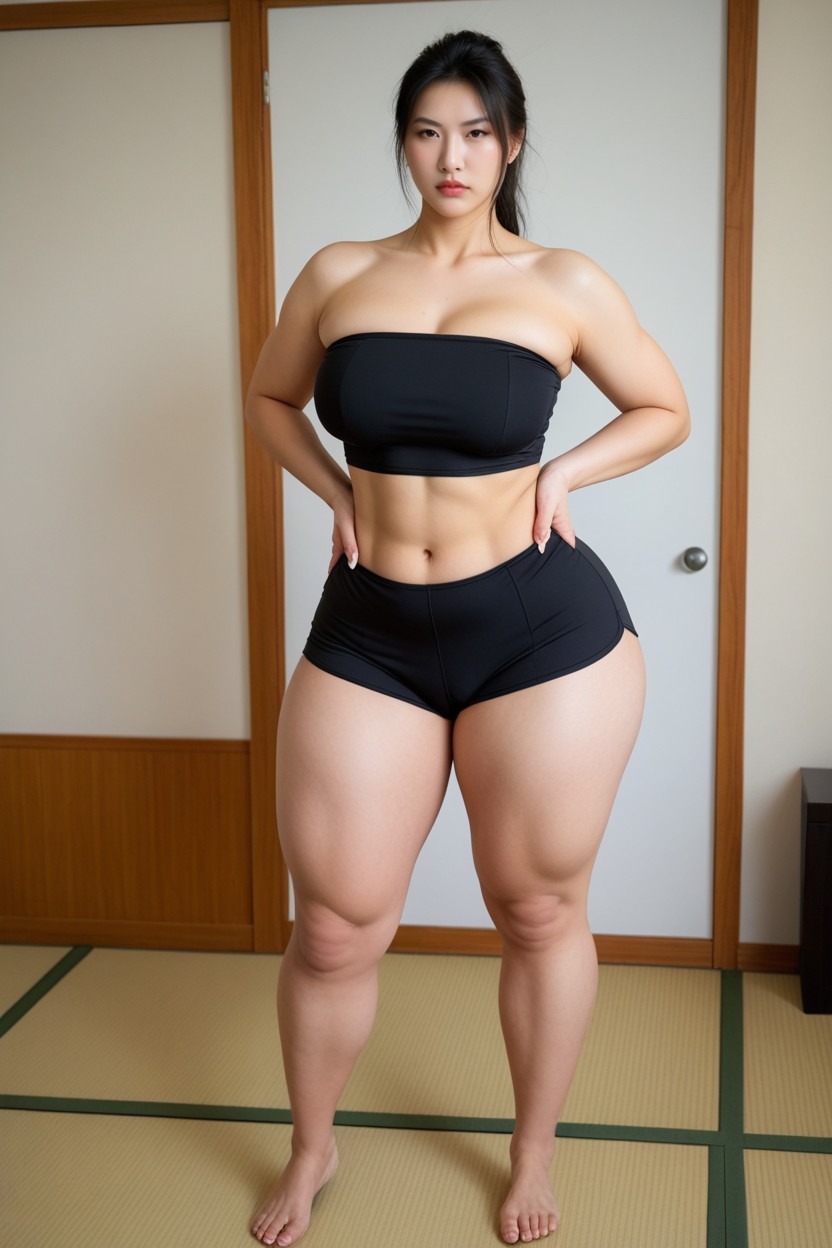 High Realism, Thick Calves, A Tight-fitting Athletic Fabric Porno IA Asiatique