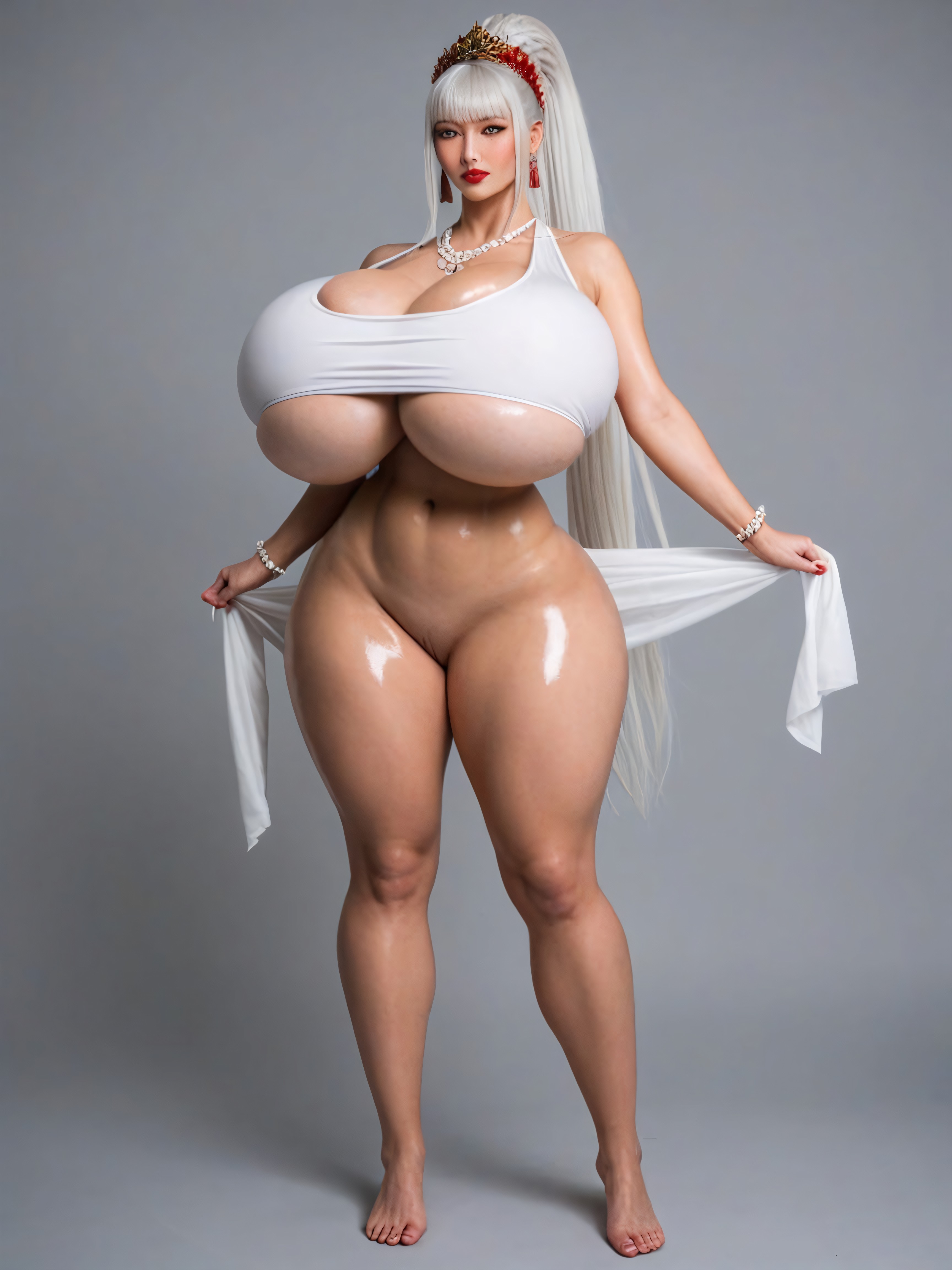 Braided Hair, Hyper Long Hairstyle, Underboob AI Porn