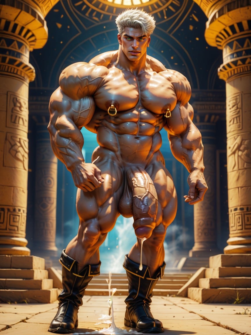 Green Eyes, Aggressive Stare, Orgasm AI Gay Porn