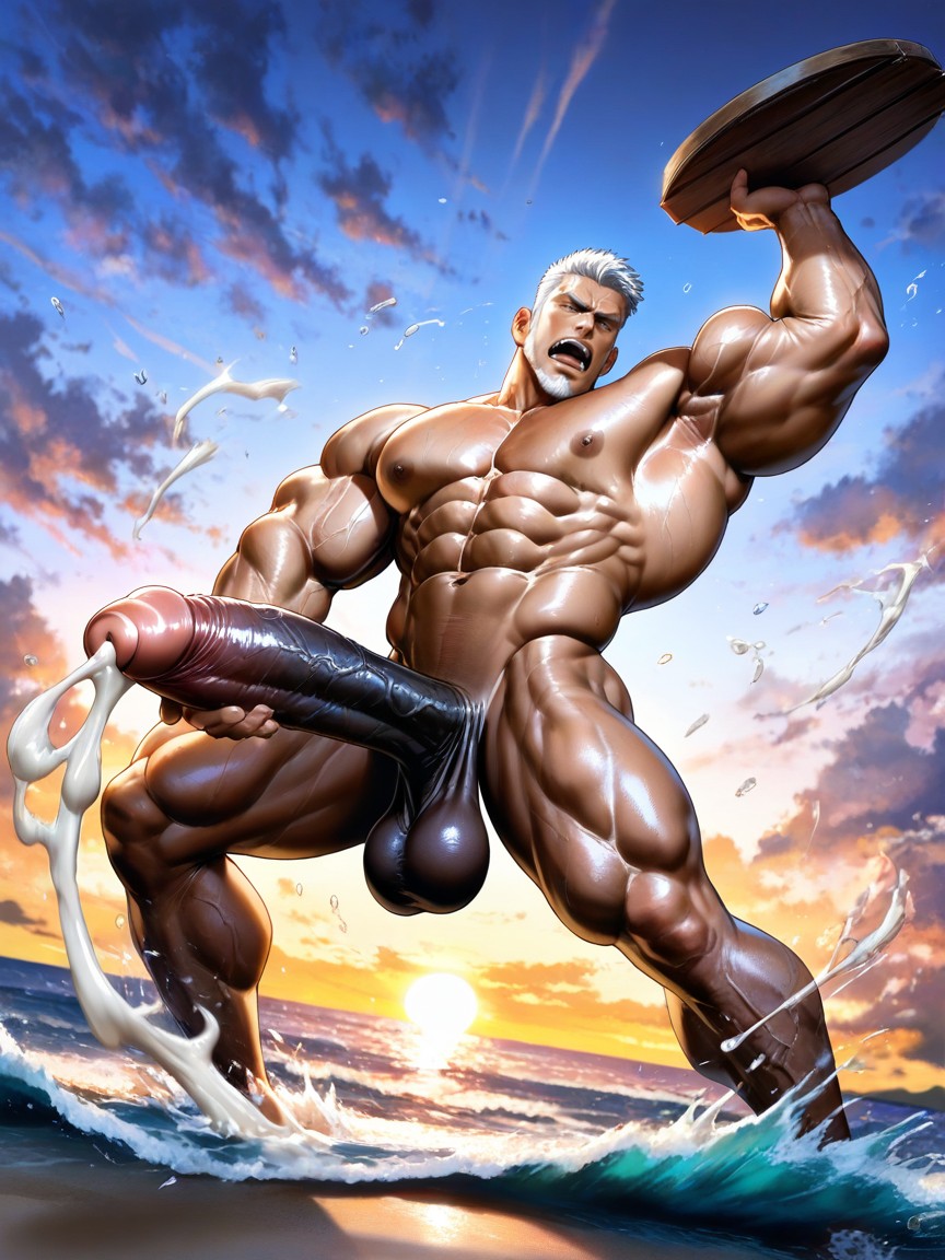 Bottom Up, Fully Naked, Excessively Long Hyper Foreskin Covering Glans AI Gay Porn