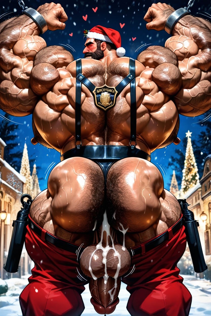 Oversized Muscles, Huge Wide Hairy Muscle Back, Incredibly Hairy Huge Bodybuilder Giant Daddy With Huge Arms And Massive Heavy Muscle Pecs AI Gay Porn