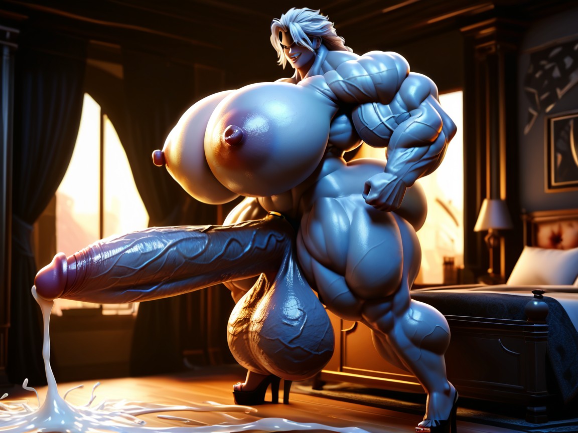 Hyper Huge Muscles, Impossibly Swollen Cock Veins, Hyper Muscle Shemale AI Porn