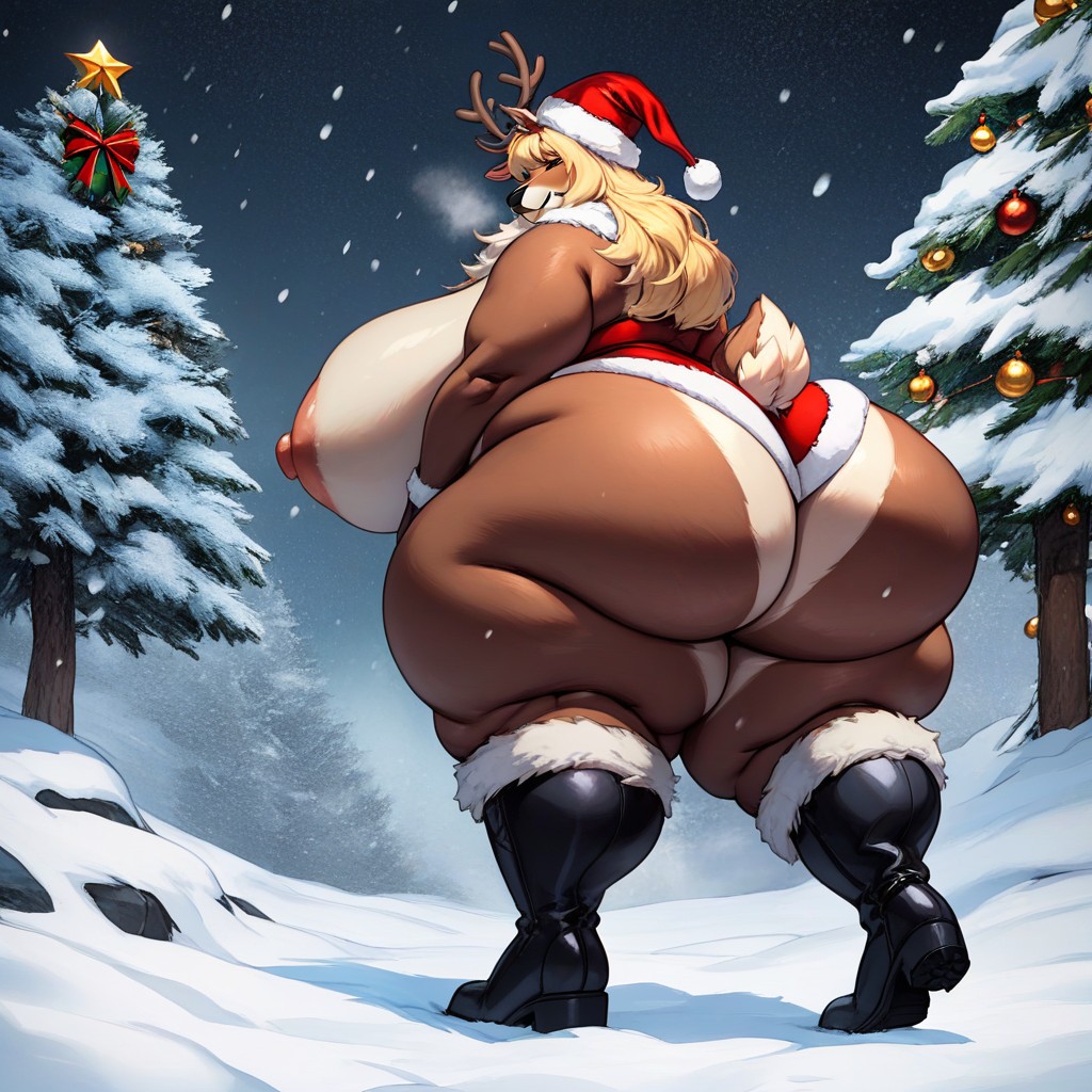Santa Hat, Massive Tall, Ssbbw Furry AI Porn