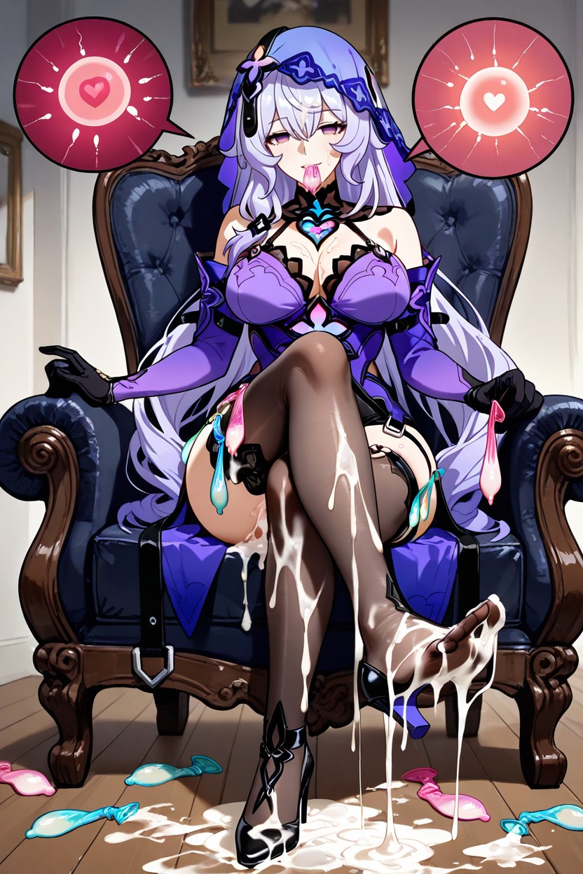 Holding Many Used Condom In Mouth, Semen On High Heels, Semen Soaked High Heels Hentai AI Porn