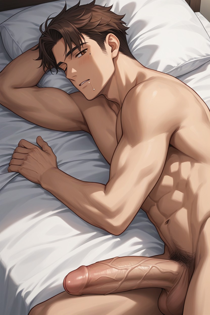 White Sheets, Laying In Bed, In Bed AI Gay Porn