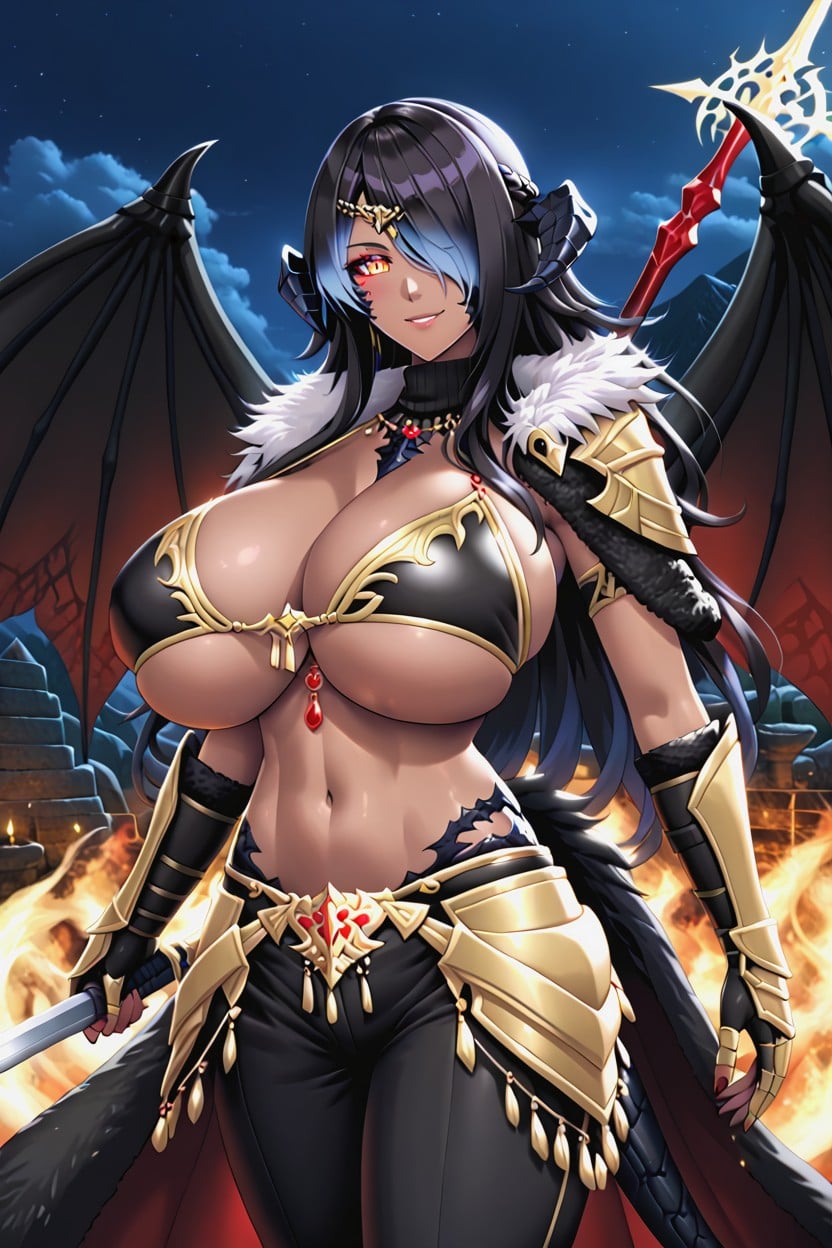 Black Scales On Hips, Huge Wings, Red Eyeliner Hentai AI Porn