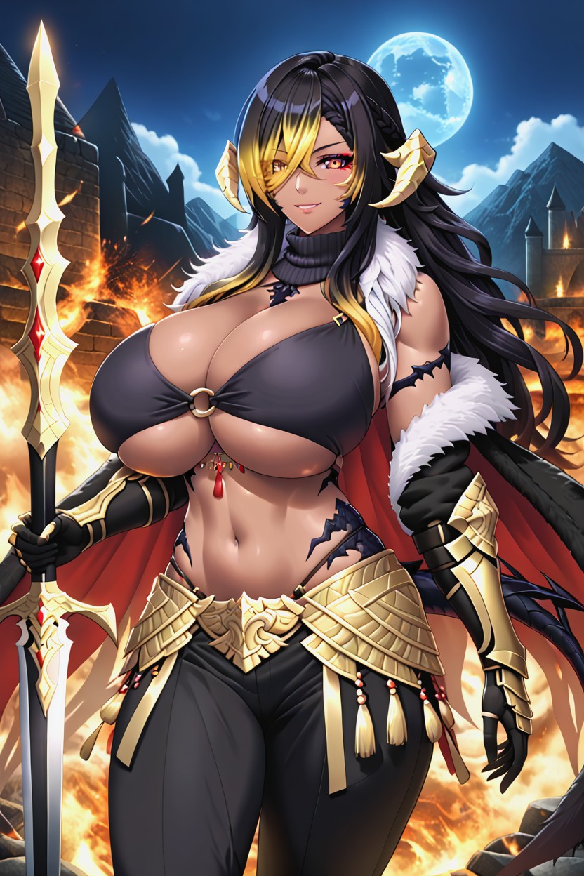 Underboob, Huge Wings, Night Hentai AI Porn