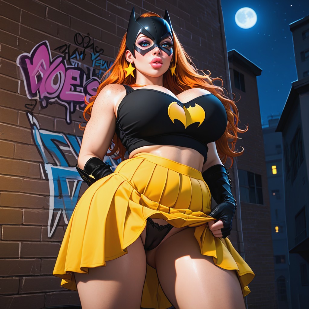 Makeup, Deep Cleavage, Batgirl Mask AI Porn