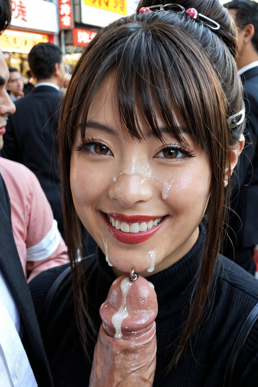 Brown Eyes, Red Lipstick, Creampie AI Porn