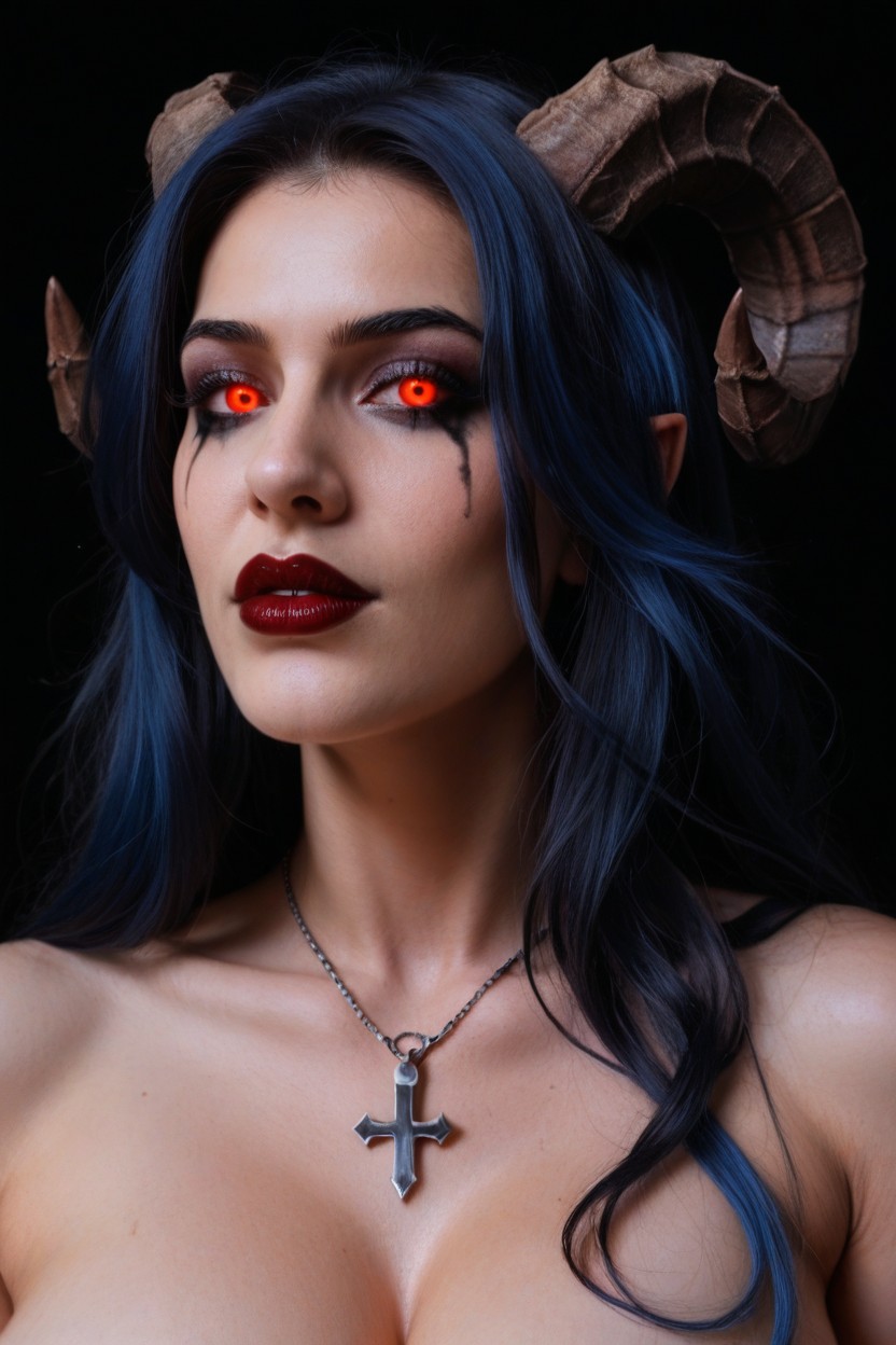 Counter Light, Big Demon Horns, Dark Ambiance AI Porn