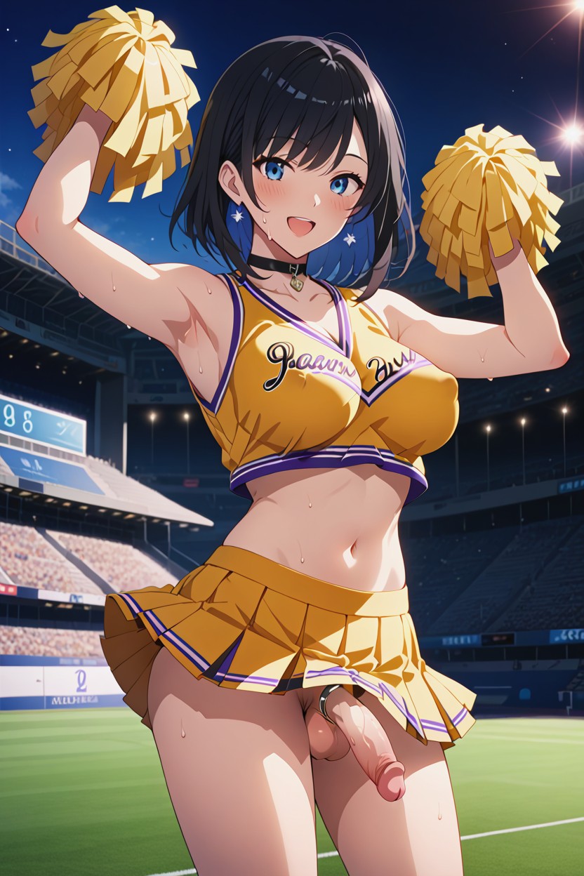 Sweat, Smooth_skin, Sleeveless_shirt Shemale AI Porn