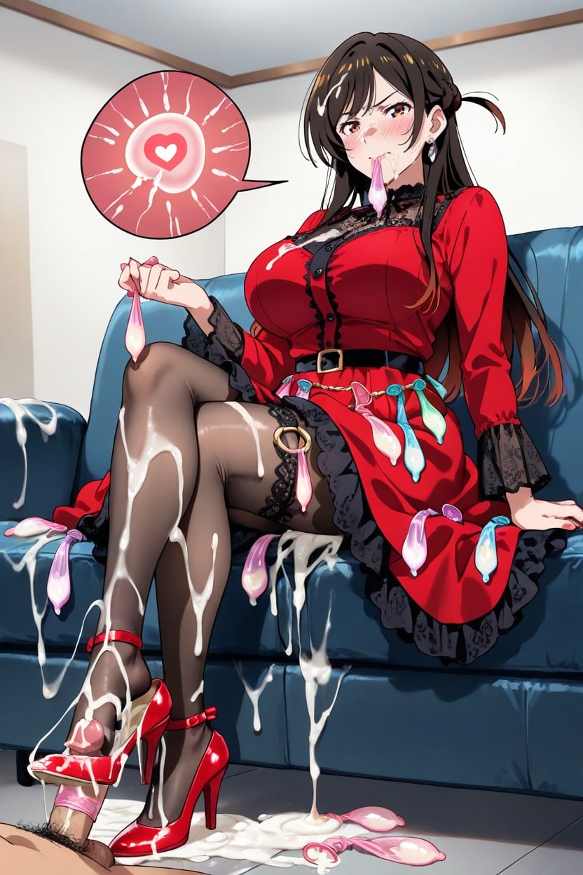 Covered By Cum, Cum On Legs, Footjob Hentai AI Porn