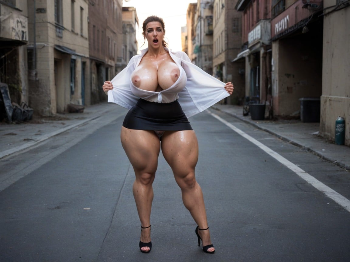 Inverted Nipple, Disheveled Appearance, Thighs Exposed AI Porn