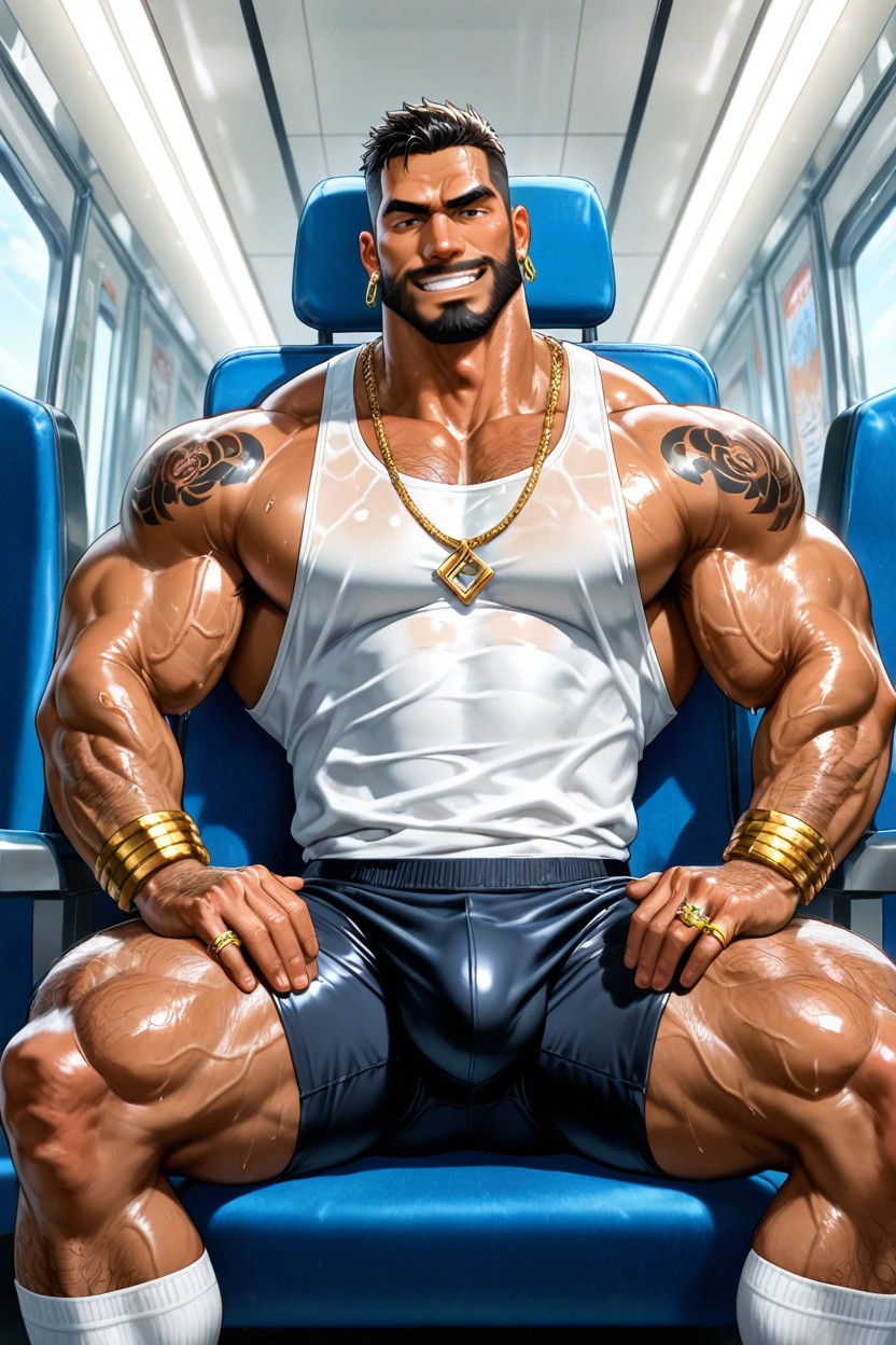 Neck Wider Than Face, Smug Expression, Wristbands AI Gay Porn