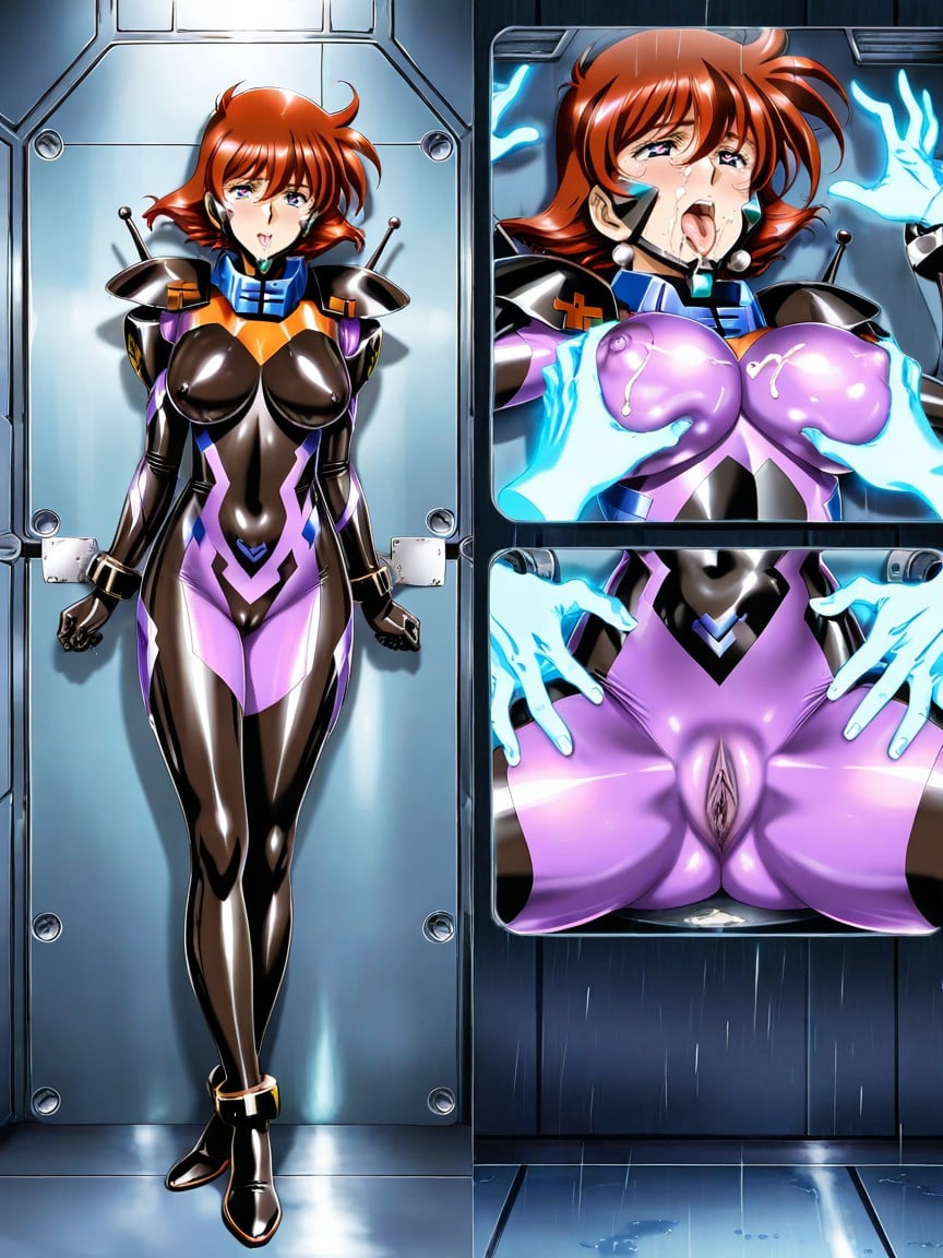 Detailed Anime Style, Cameltoe With Spread Labia Outline Visible Through Fabric, Flushed Cheeks Hentai AI Porn