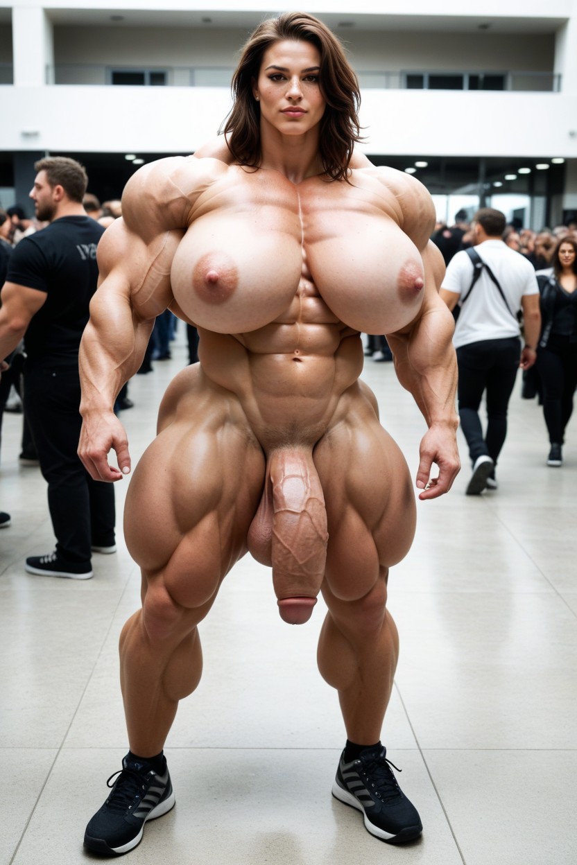 Gigantic Latissimus Dorsi, Freckles, Gigantic Enormous Biceps Shemale AI Porn