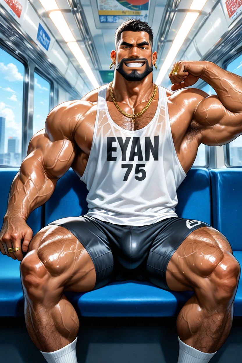 Neck Wider Than Face, Several Big Gold Necklaces, Muscular Ass AI Gay Porn