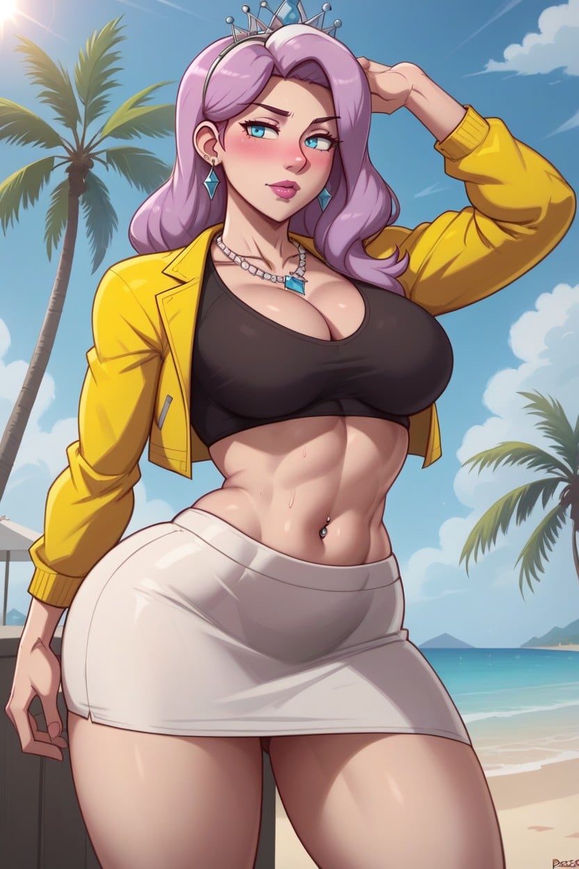 Lipstick, Sexy Navel, Beach Hentai IA
