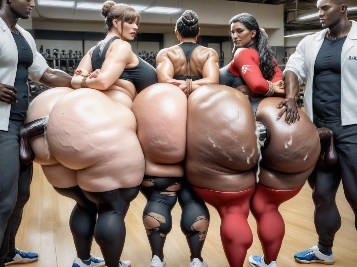 Light Cellulite Thighs, Oiled Ass, Harem AI Porn