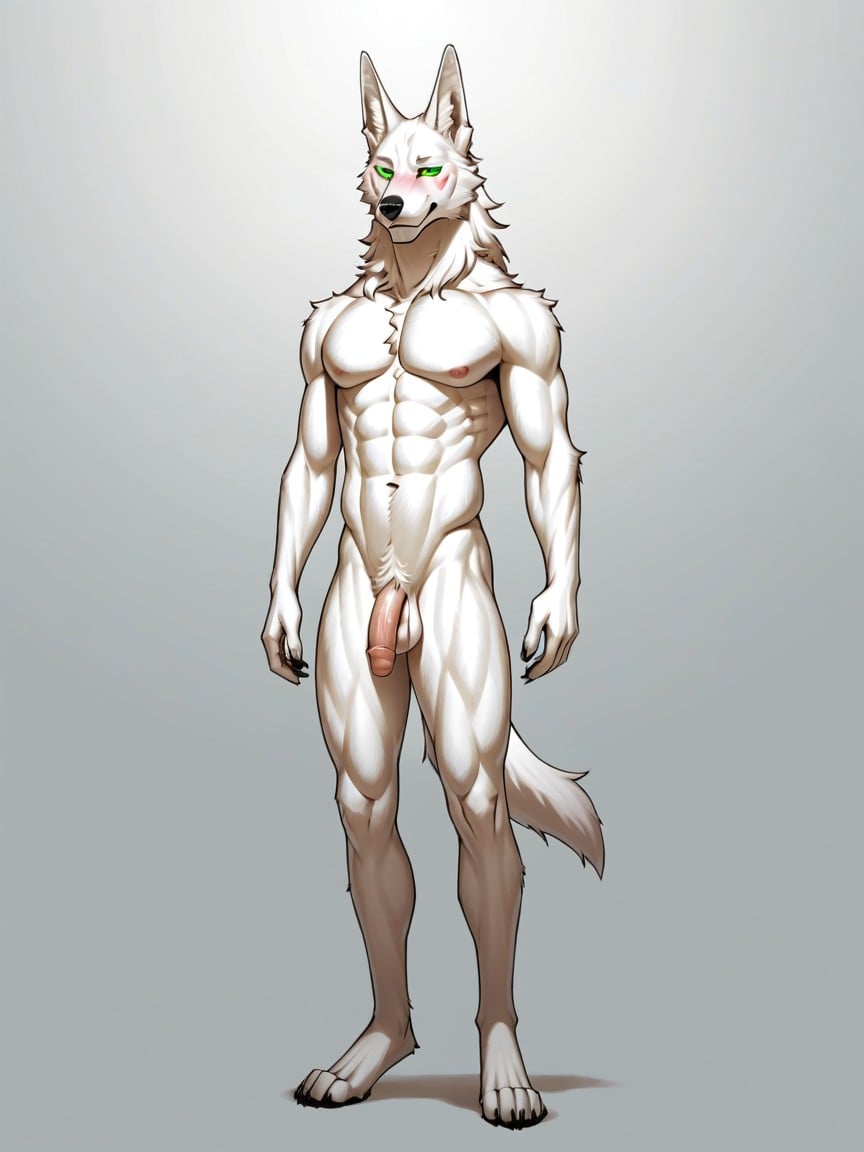 Moyen, Excité, Loup Porno IA Furry