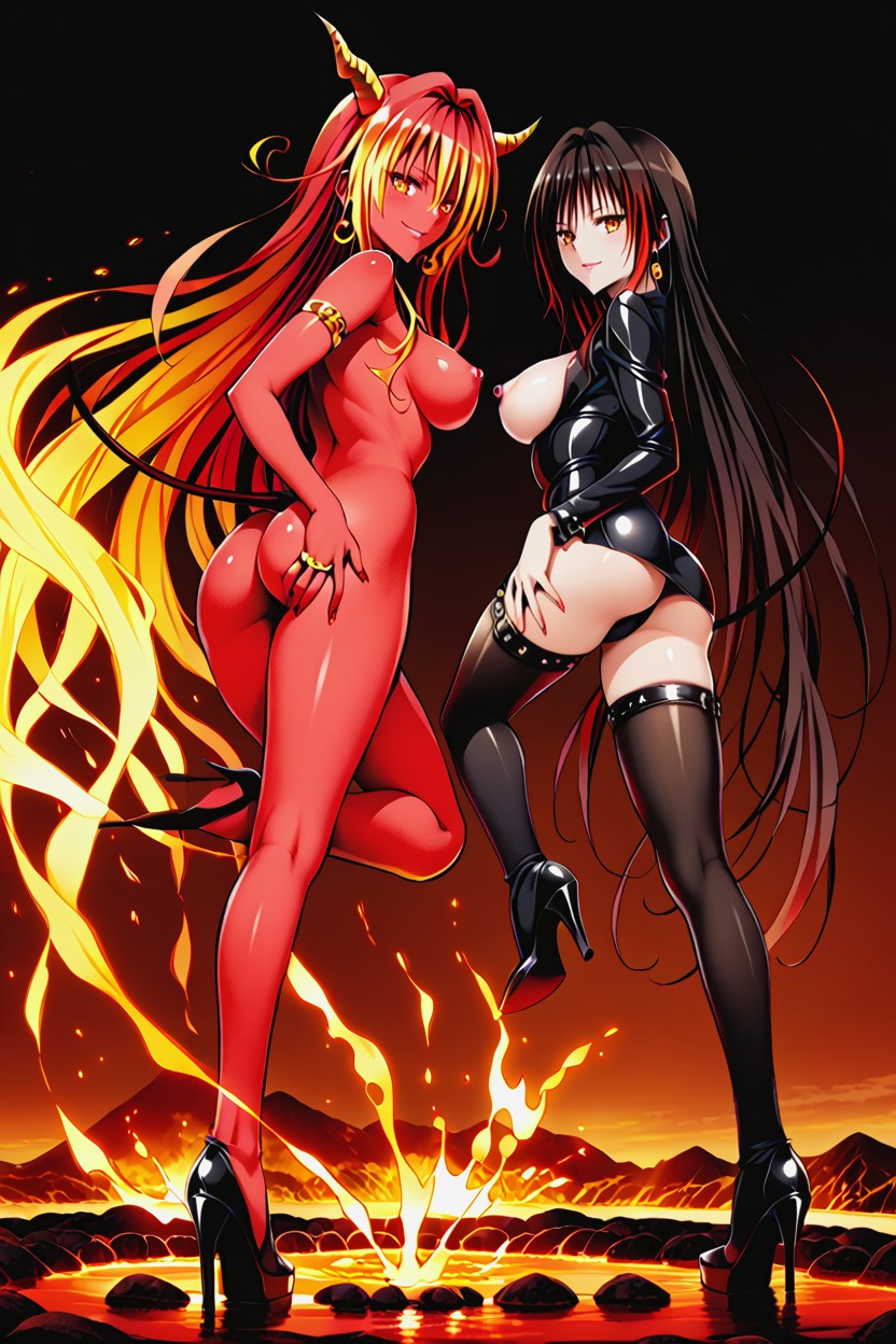 Masakazu Katsura Art Style, Demon Tail, Large Legs Hentai IA