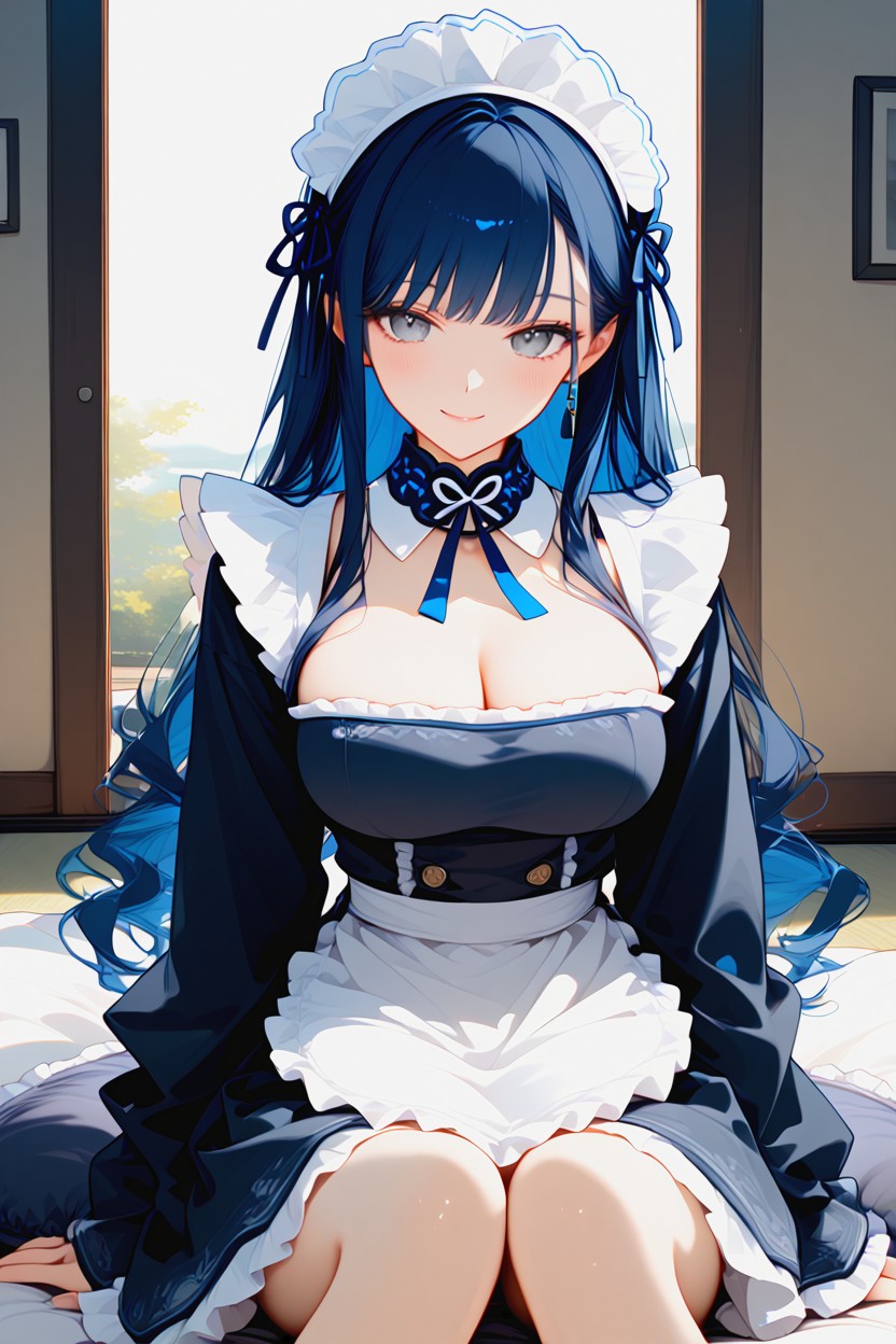 And A Bare Neck With No Accessories, Sitting On A Low Cushion, In A Tatami Room AI Porn