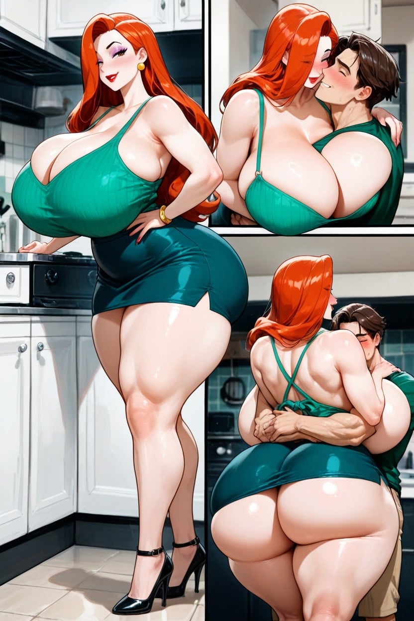 The Man Is Tall, Face To Face, Green Sleeveless T-shirt Hentai AI Porn