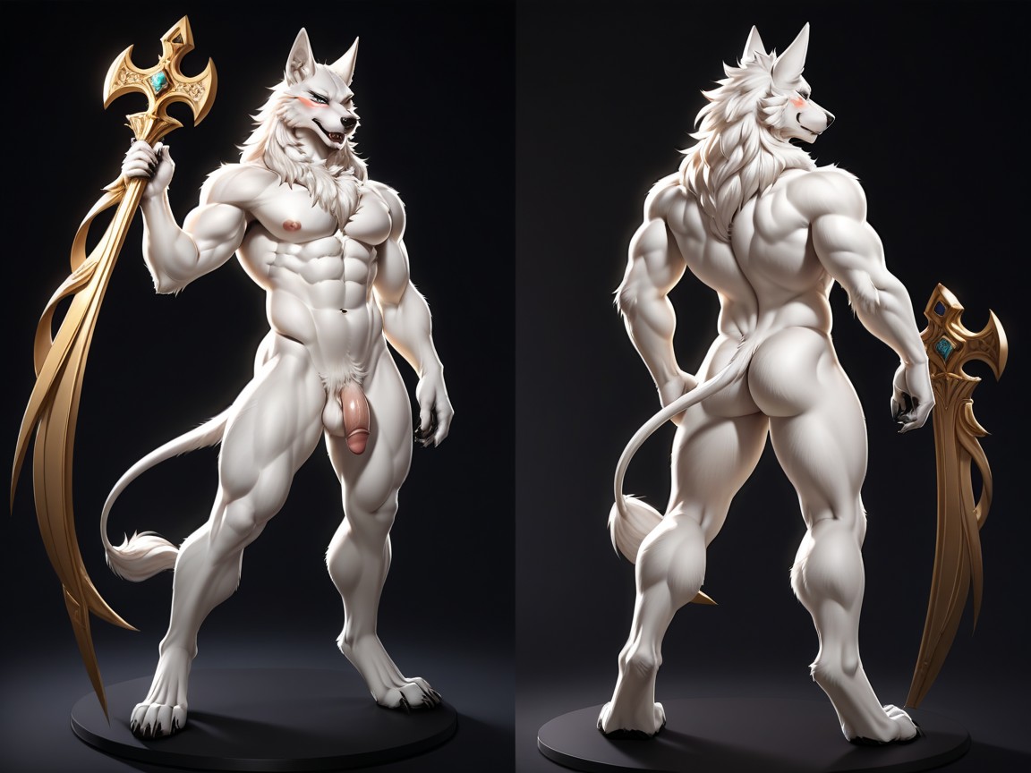 And A Black Nose A Long, Wolf, Uncut Furry AI Porn