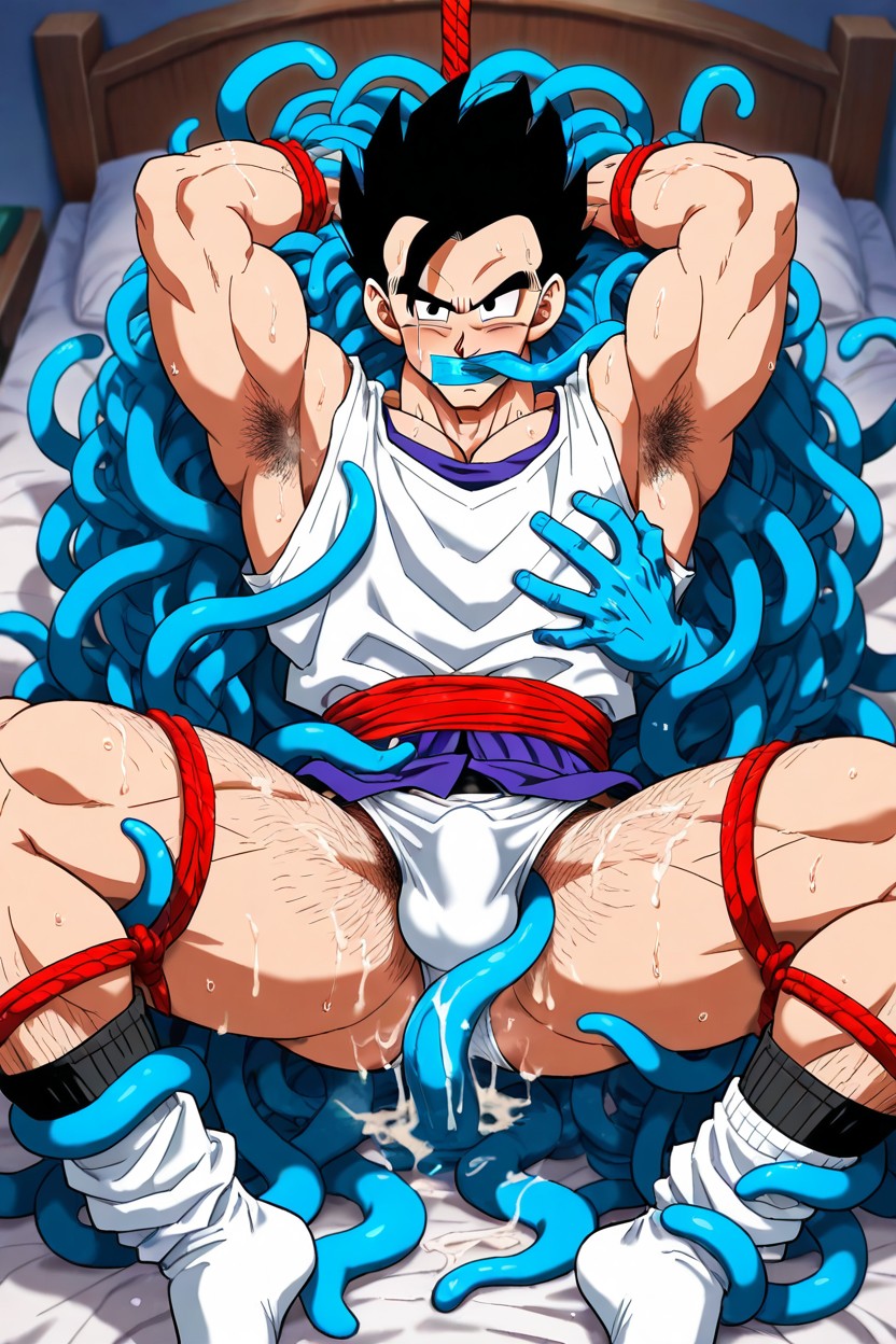 Horny, White Underwear, Retro Long White Slouch Socks AI Gay Porn
