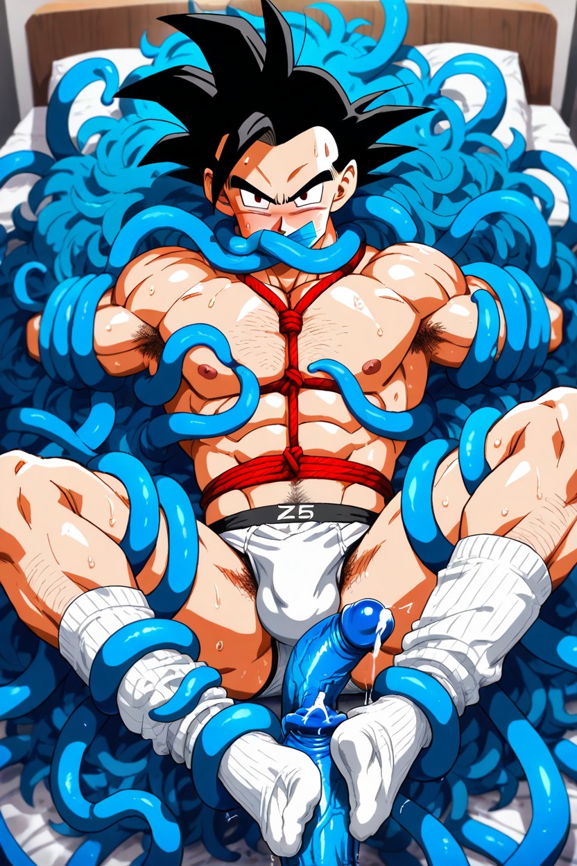 Hands Tied Behind His Back, Tape Over His Mouth, Horny AI Gay Porn