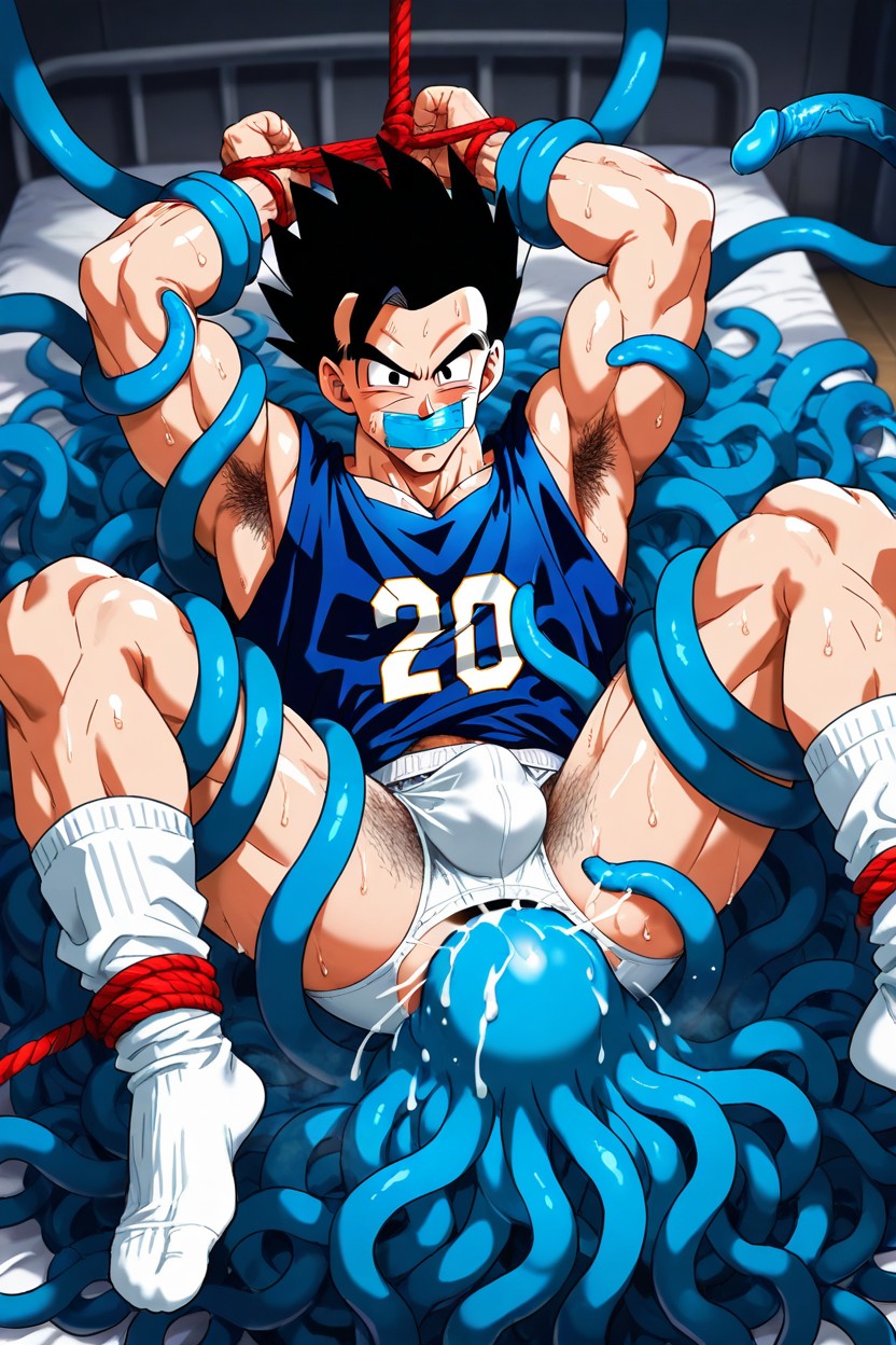 Laying On Back, Black Hair, Tangrowth Behind Gohan AI Gay Porn