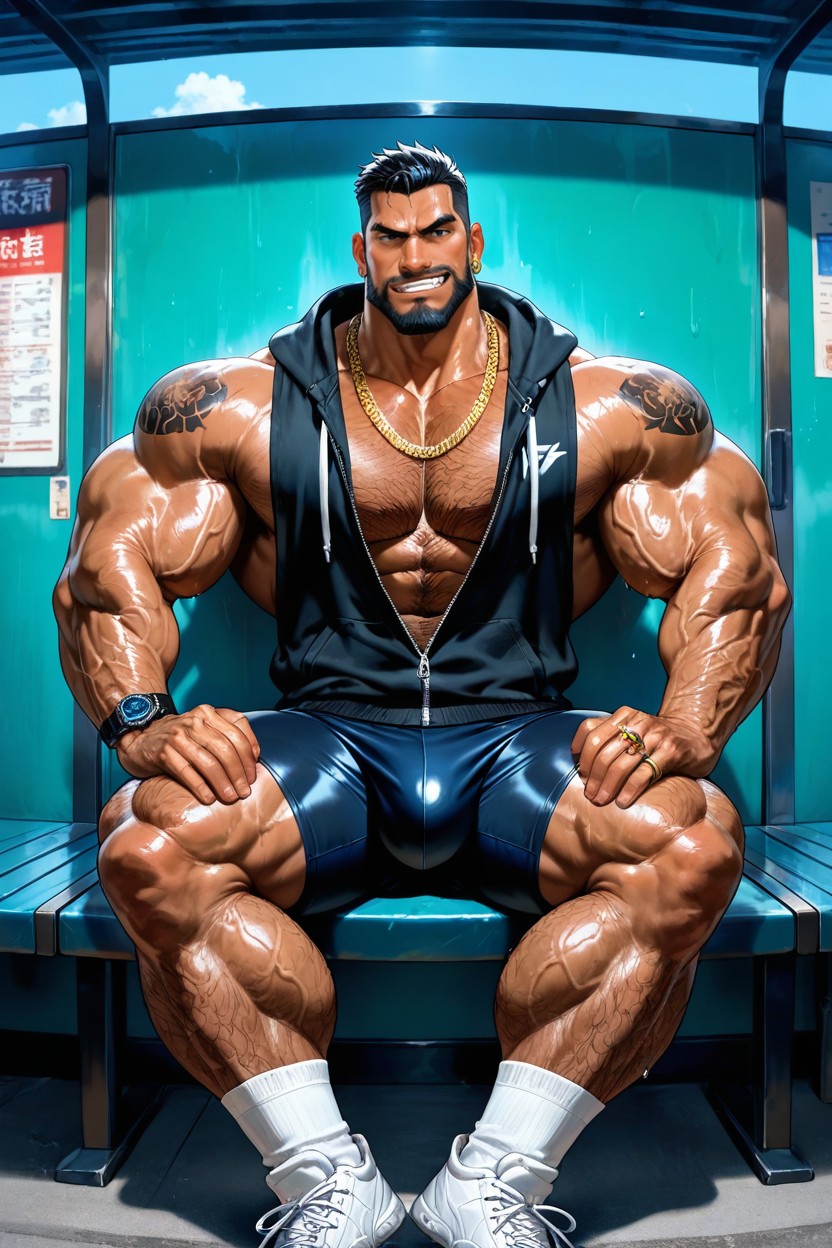 Hairy Legs, Crossing Legs, Wide Back AI Gay Porn