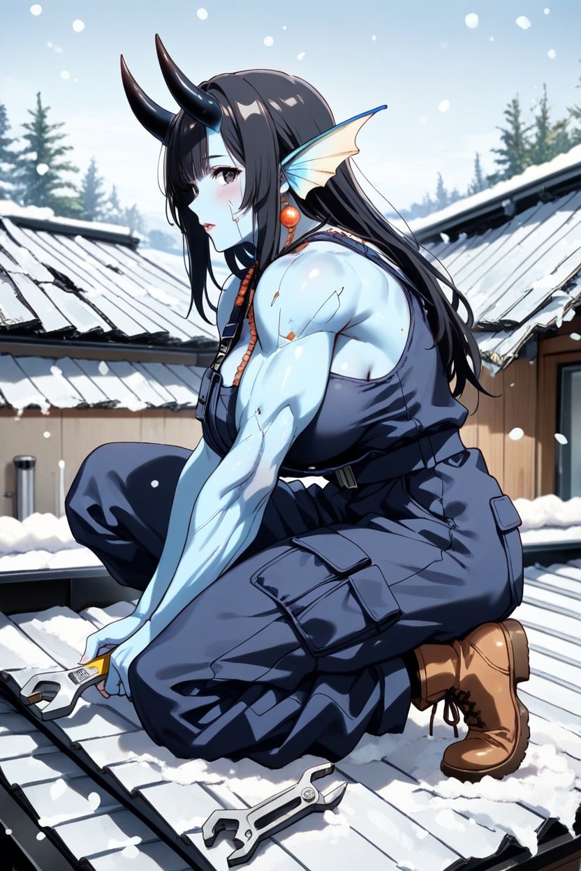 Falling Snow, 25+, Black Eyes Hentai AI Porn