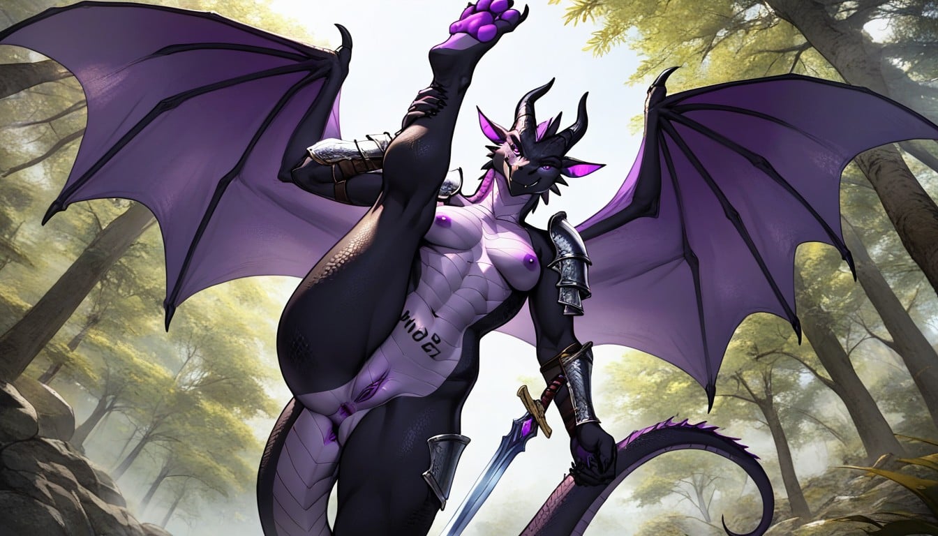 Muscular Body, Glowing Purple Eyes, One Character Furry AI Porn