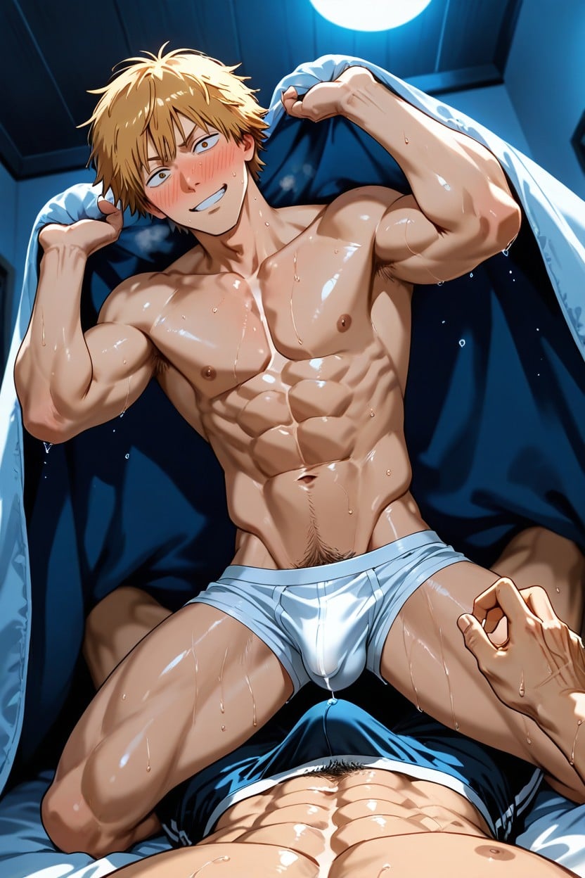 Denji From Chainsaw Man, Sweaty, Naked AI Gay Porn
