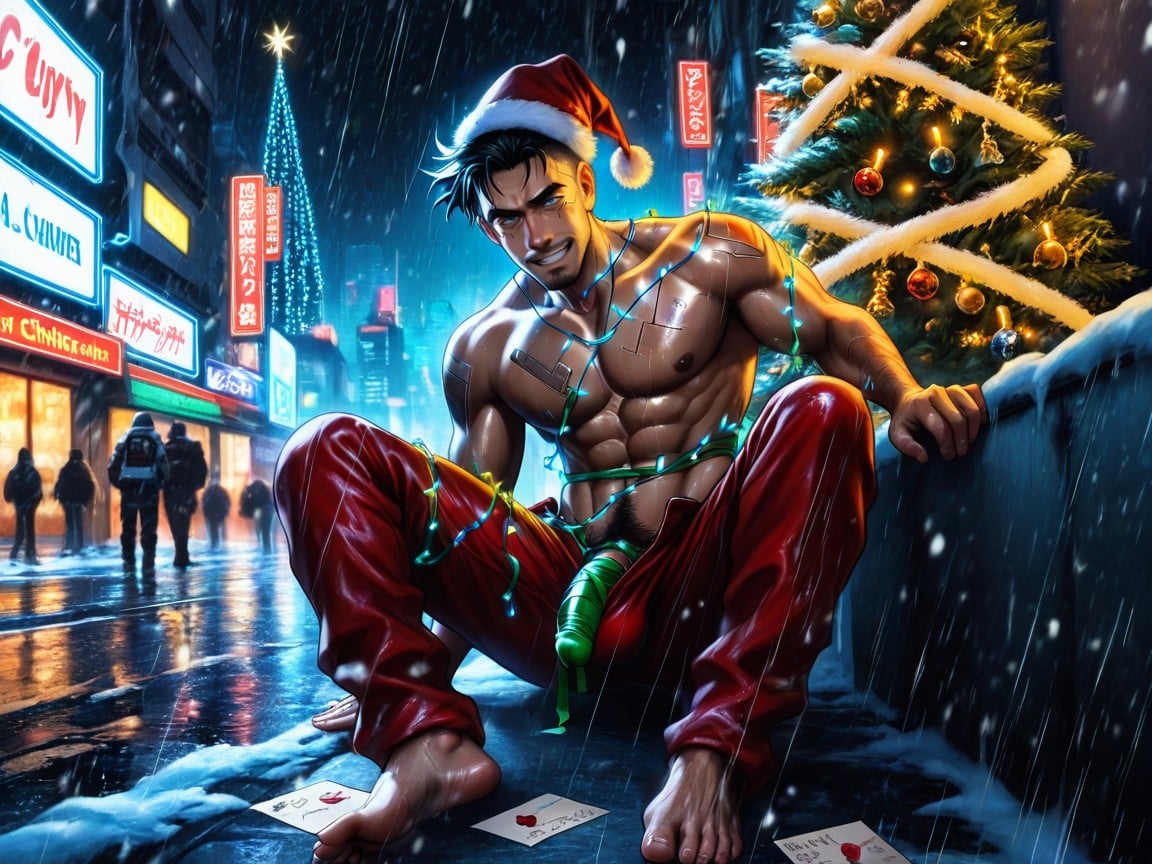 Sagging Balls, Snowing, Topless AI Gay Porn