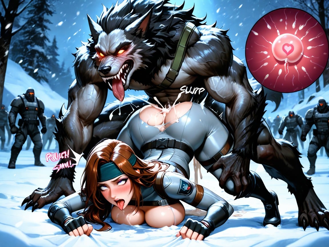 Massive Werewolf Knot, Spotlight Shining, Horny Male AI Porn