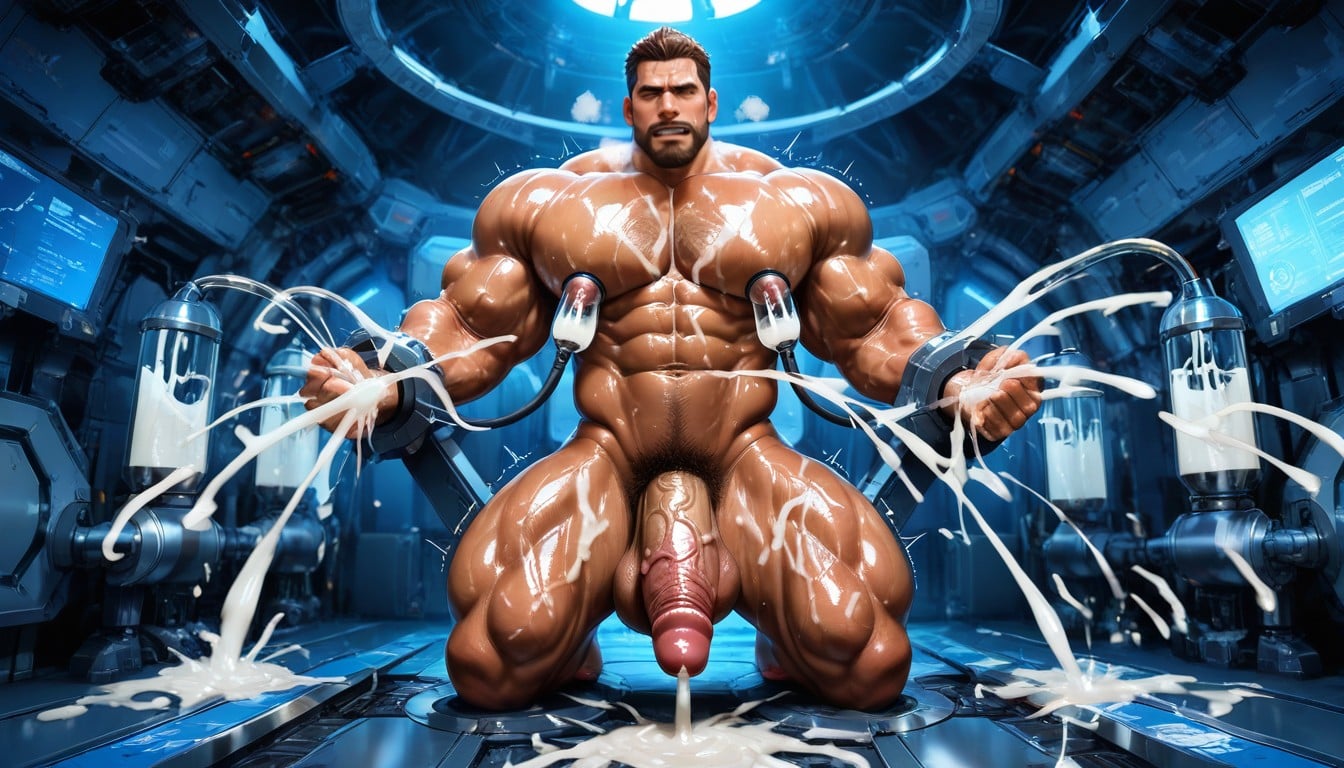Brown Hair, Oversized Muscles, Penis Pump AI Gay Porn