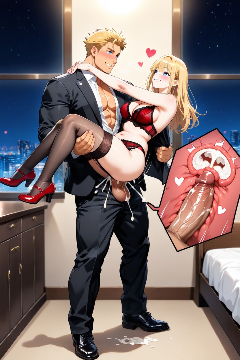 Night Sky Window Background, Looking At Each Other In Love, Dark Lighting AI Gay Porn