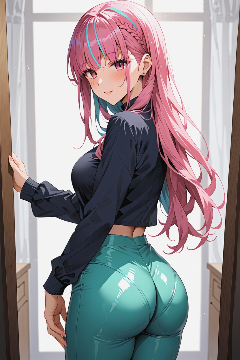 Long Brown Straight Hair, Wide Hips, College Woman AI Porn