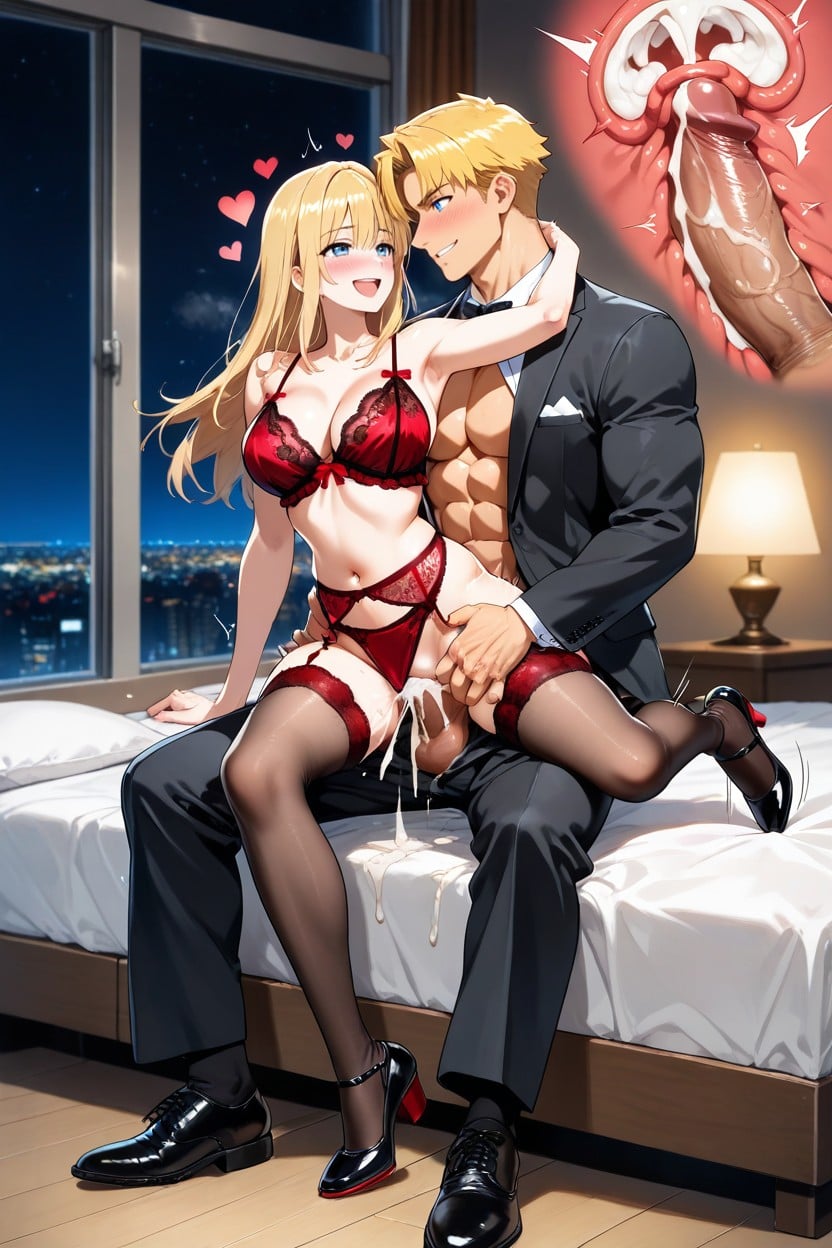 Full Body, Intense Blushing, Internal Cumshot AI Gay Porn