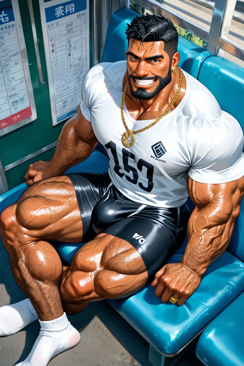Neck Wider Than Face, Crossed Legs, Veiny Arms AI Gay Porn