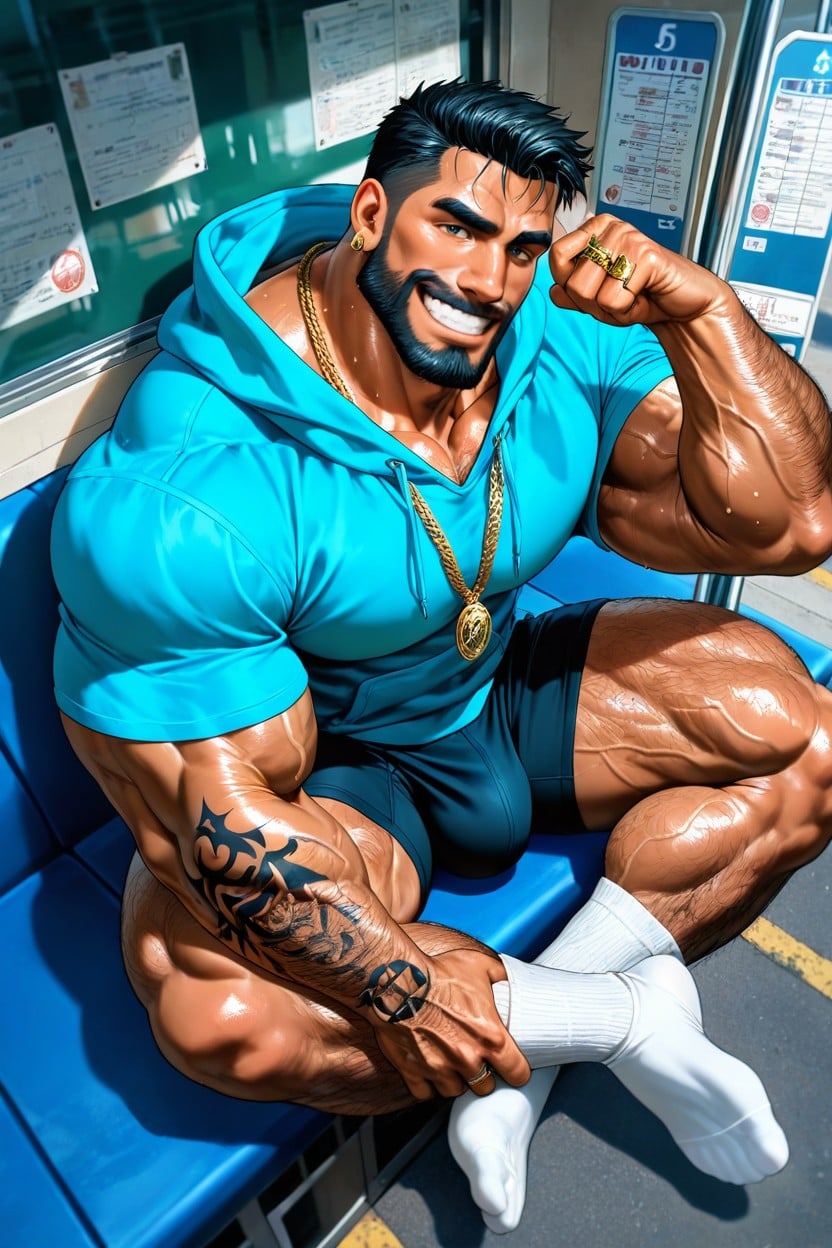 Huge Calves, Big Earrings, Sweaty AI Gay Porn