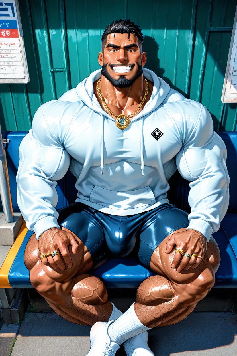 White Sports, Veiny Muscles, Smiling Mouth Open AI Gay Porn