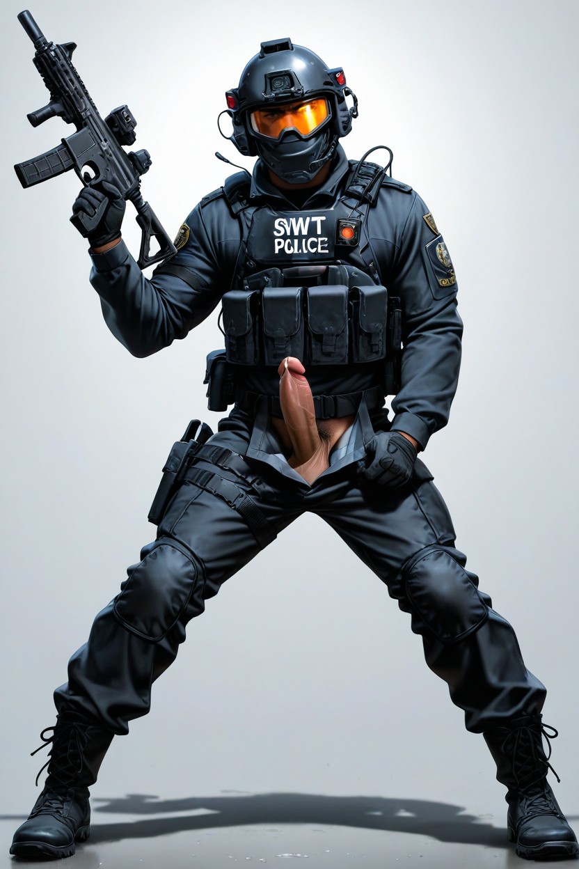 Swat Police, Hard Penis, Long Sleeves AI Gay Porn