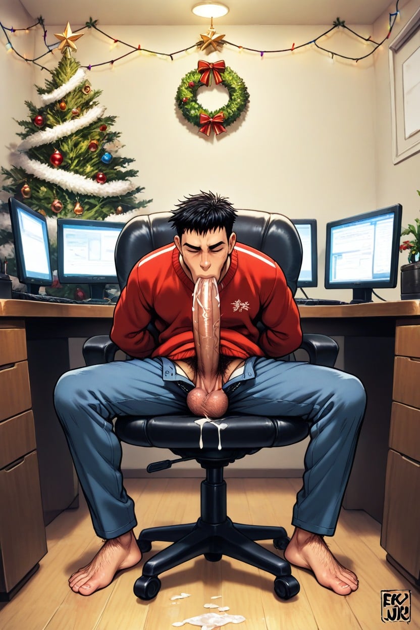 Barefoot, Extreme Pubic Hair, Large AI Gay Porn