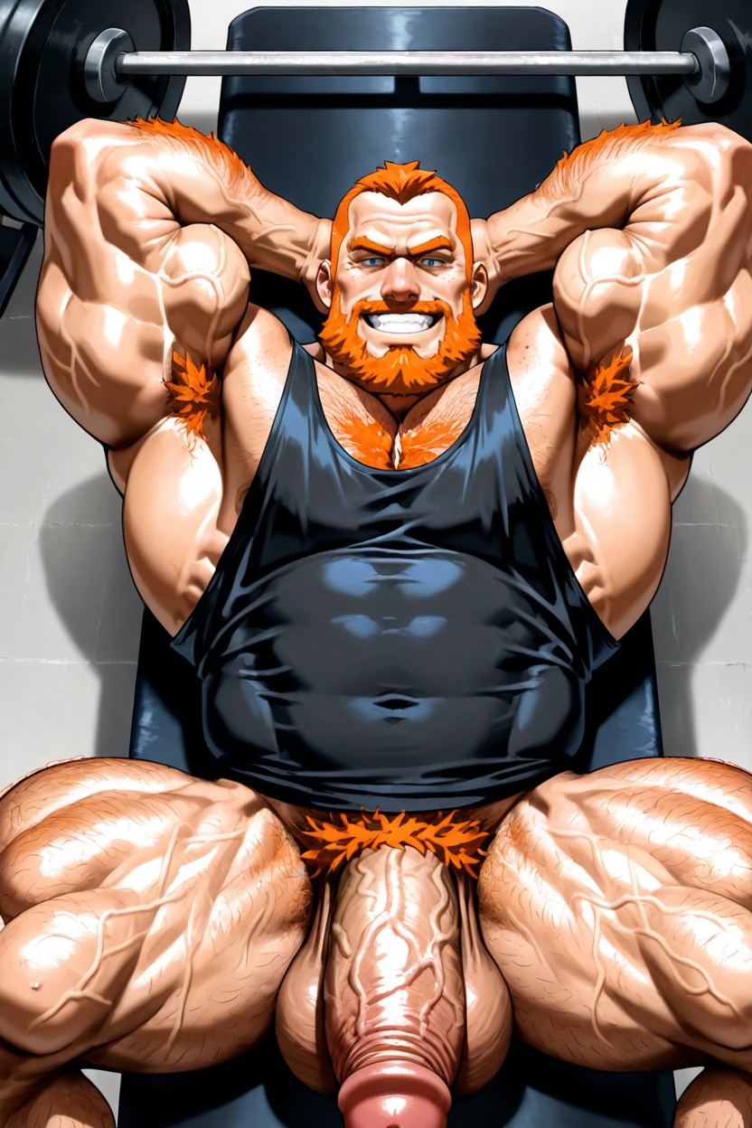 Arms Up, Sitting Down Legs Spread, Ginger AI Gay Porn