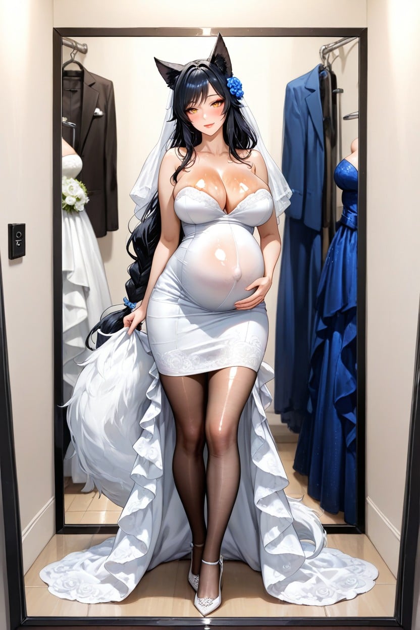 Pale Dress, Pregnant, Wedding Dress Hentai AI Porn