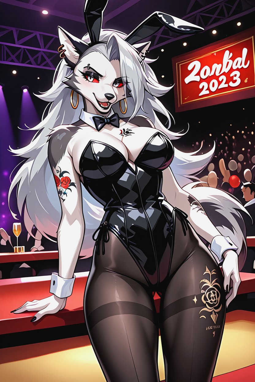 Black Nail Polish, On Stage, Heavily Tattooed Furry AI Porn